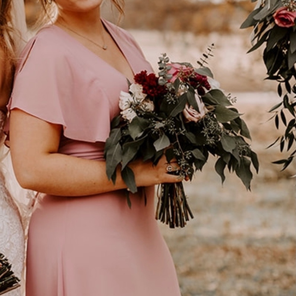 Lulus Dearly Loved Mauve Flutter Sleeve Maxi Dress - image 2